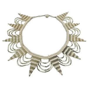 Beaded Necklace Zulu Spear White Gold Bead Beaded Choker Vintage